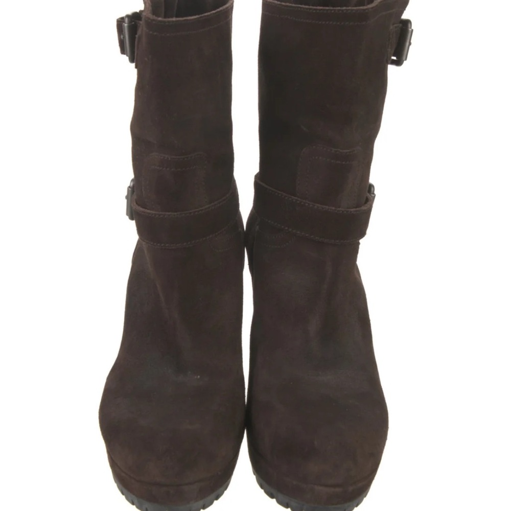 Prada brown suede wedge boot size 8 - Picture 2 of 5